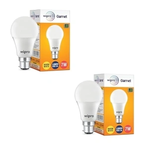 wipro Garnet N70002 B22 7-Watt LED Bulb (Warm White/Golden Yellow) -Pack of 2