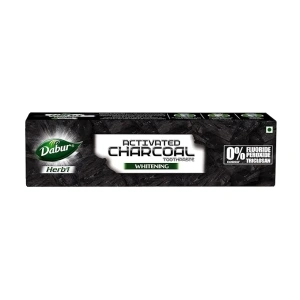DABUR Herb'L Activated Charcoal Toothpaste 120gm (Pack of 1) | Whitening Black Gel Toothpaste | Fluoride Free | Fights Plaque & Extrinsic Stains | With Power of Mint | Cool & Refreshing Mouth Experience