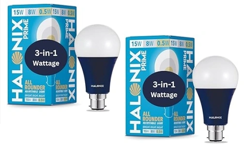 Halonix All Rounder Base B22D 15W, 8W, 0.5Watts Multi Wattage Adjustable Light Led Bulb (Pack of 2, White & Yellow)