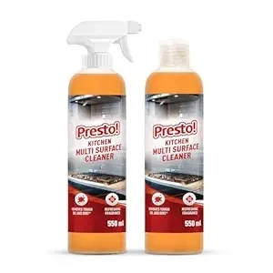 Presto! Kitchen Multi Surface cleaner | 1.1 L | 550 ml x Pack of 2| Removes Tough Stains | Refreshing Fragrance | Suitable For All Kitchen Surfaces, Tiles, Marbels, Cabinets