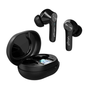 pTron Basspods P481 Pro Active Noise Cancellation in-Ear TWS Earbuds, Transparency/Game Mode, Deep Bass, Touch Control, Bluetooth v5.1 Headphones with Mic, Type-C Fast Charge & IPX4 (Jet Black)