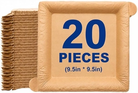 Peel Plate [1-Pack] 20 Servings Total - Large 9.5in X 9.5in Multi-Use Reusable Paper Plates 90% Less Waste for Home or On-The-Go Mealtime & Snacktime - Peelable Dinnerware 20 Count
