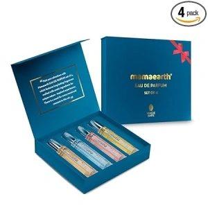 Mamaearth Perfume Gift Set for Men & Women | Made Safe Approved | Travel-Friendly Pack | Premium & Long-Lasting Fragrances | Blend of Exotic Ingredients | Gifting For Valentine's Day, Birthday, Anniversary & Special Occasions | Rakhi Gift for Brother & Sister | Premium Gift Pack | 15 ml x 4