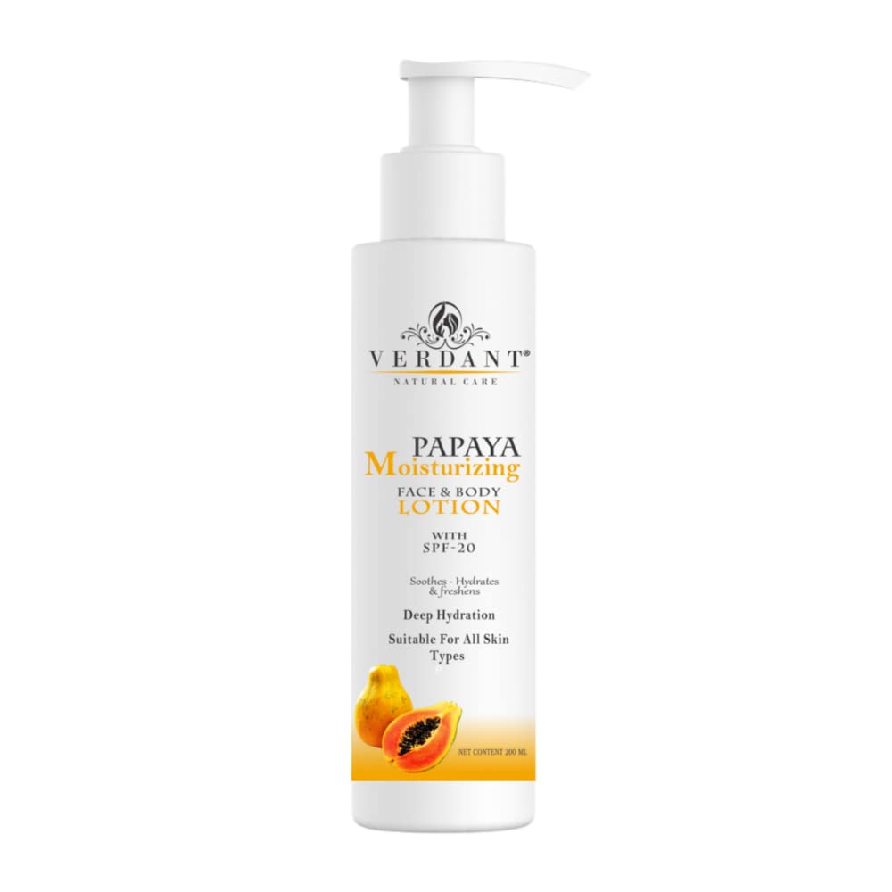 Advanced and Deep Hydration, Moisture, Nourishing & Skin Brightening Papaya Body Lotion with SPF 20 and Papaya Extract - No Parabens, Sulphates - 200 ml