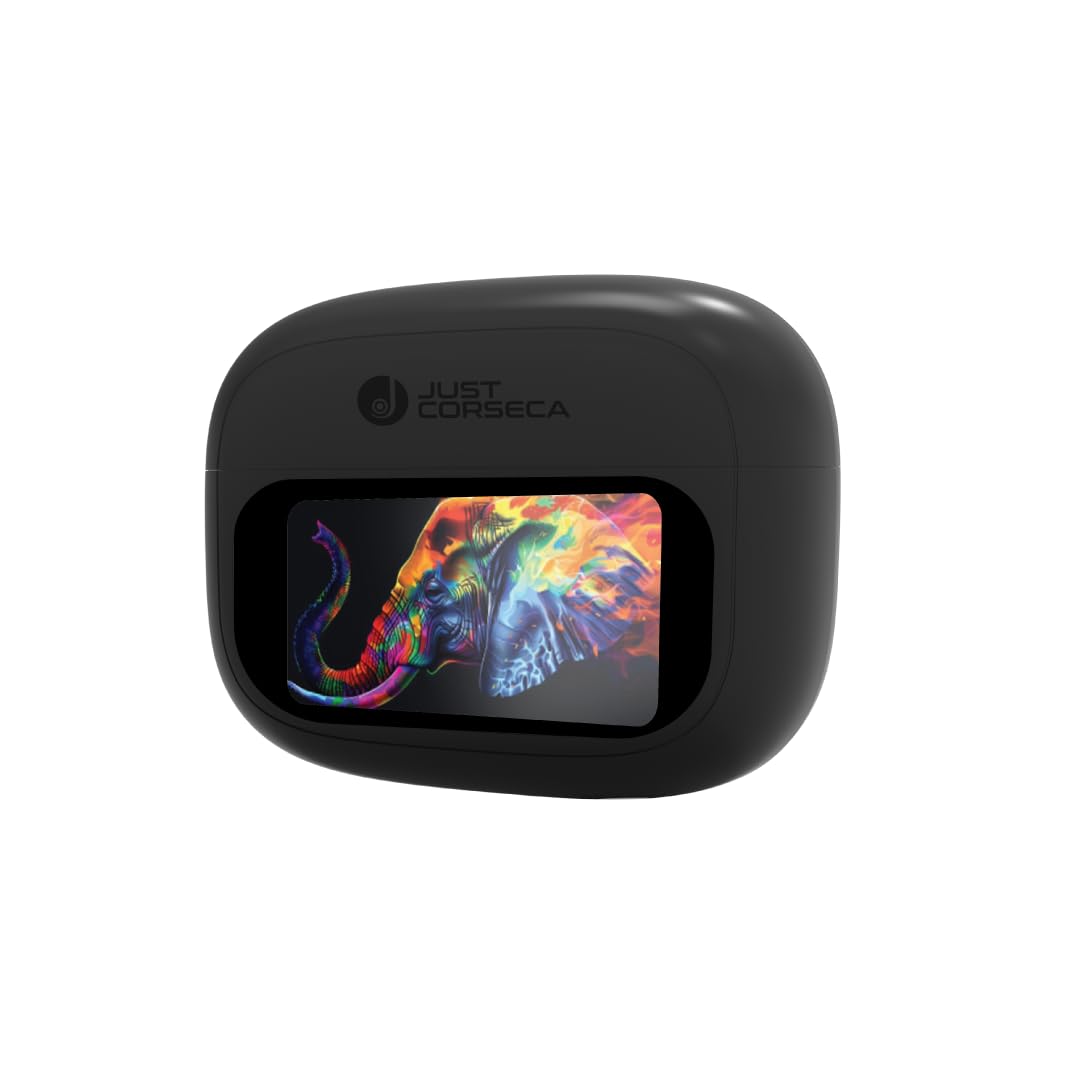 JUST CORSECA Swift Buds Wireless Earbuds with Quad Mic | ANC+ENC Noise Cancelling TWS Earphones | 50H Playtime | 13mm Drivers | Bluetooth 5.4 | Type-C Fast Charging | Touch Control (Black)