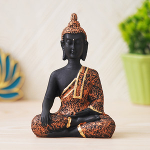 Royalbox Meditating Buddha Statue For Home Decor Idol/Showpiece Decorative Showpiece Decorative Showpiece - 15 cm (Polyresin, Copper)