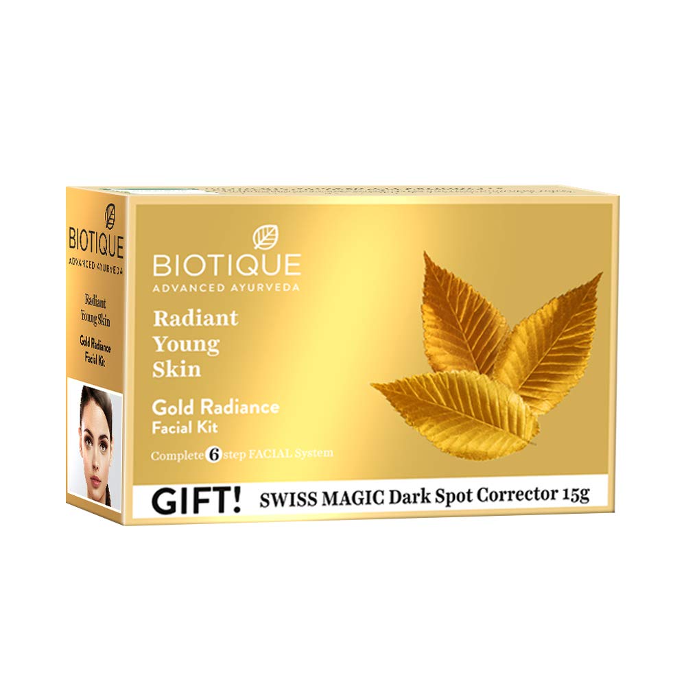 Biotique Gold Radiant Skin Youth Facia 6-Step Facial Kit for Radiant Skin Ayurvedic and Organically Pure 100% Botanical Extracts Suitable for All Skin Types 65gm