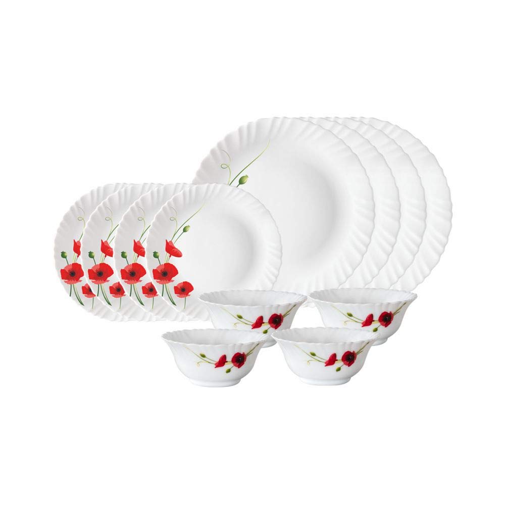 Larah by Borosil, Opalware Dinner Set, 12Pcs