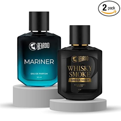 Beardo AquaSmoke Perfume Set- Mariner & Whisky Smoke Single Malt Perfume for Men (50ml x 2) | Long Lasting Fragrance | Long Lasting Perfume for Men | Gift for Men | Gift for Friend