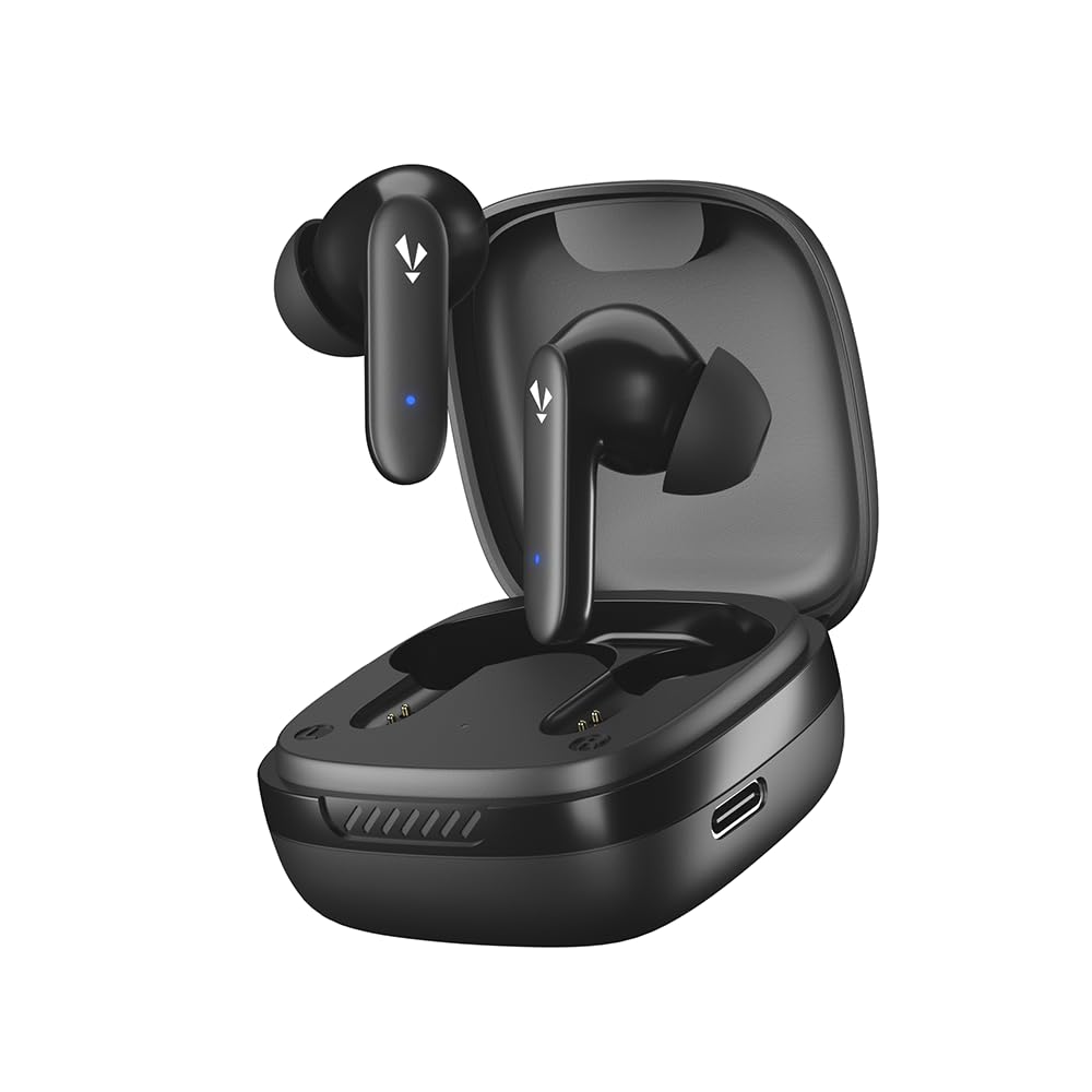 MadRabbit Drift in-Ear Earbuds, 45H Playtime, ENC Mics, 10MM Driver, 50MS Low Latency Gaming, IPX4, Touch Controls, BT V 5.3, Fast Charging, Made in India (Black)