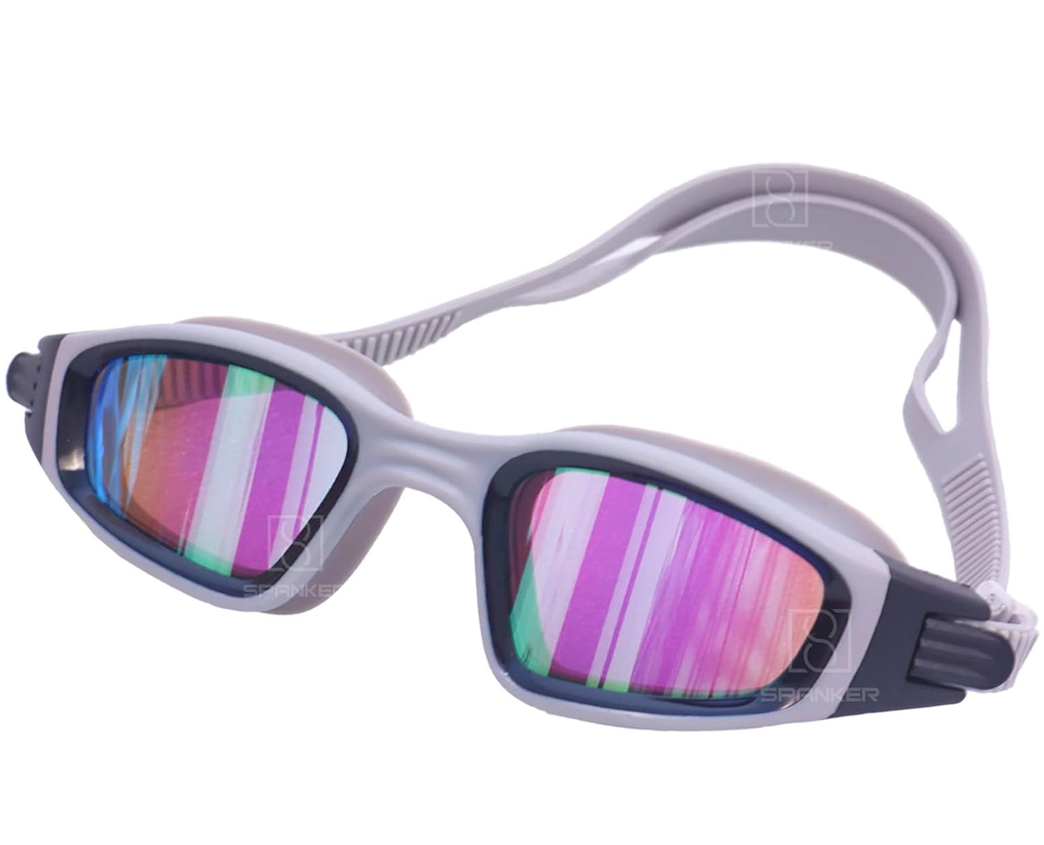 Spanker Professional Anti Fog No Leaking UV Protection Wide View Swim Goggles With Case For Women Men Adult (1 Pc) CL-8388, Grey SSTP