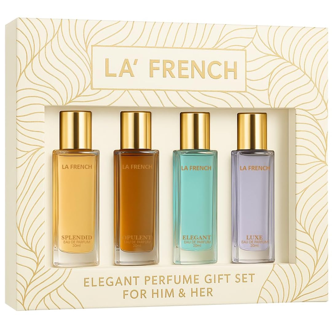 La French Unisex Perfume Gift Set – 4 x 20ml | Elegant Fragrance Set for Him & Her | Includes Splendid, Opulent, Elegant & Luxe Scents | Long-Lasting Eau de Parfum