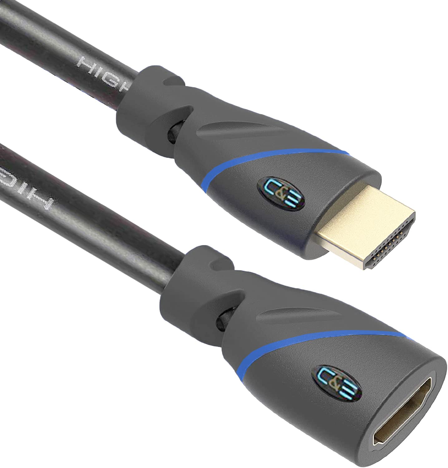 C&E CNE504711 HDMI Extension Cable Male to Female (Pack of 2, Black)