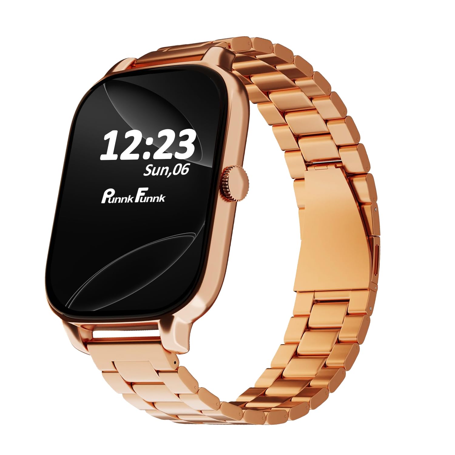 PunnkFunnk H9 Metal Smart Watch 2.01" TFT Display, Bluetooth 5.0 with 100+ Sports Mode, Heart Rate & Blood Oxygen Monitor, Call & Message Reminders Compatible with Android & iOS (Metal Gold)
