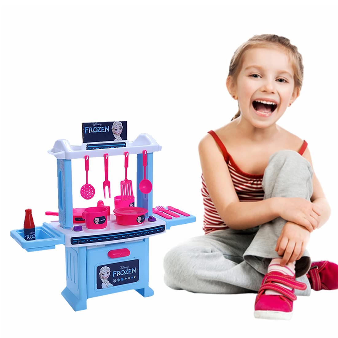 Toyzone Frozen Kitchen Set for Girls Toy |Kitchen Set for Kids Girls|&nbsp;Toyzone Barbie Kids Kitchen Chef| Multicolor |Barbie Kitchen Set |Disney Princess Kitchen Set |