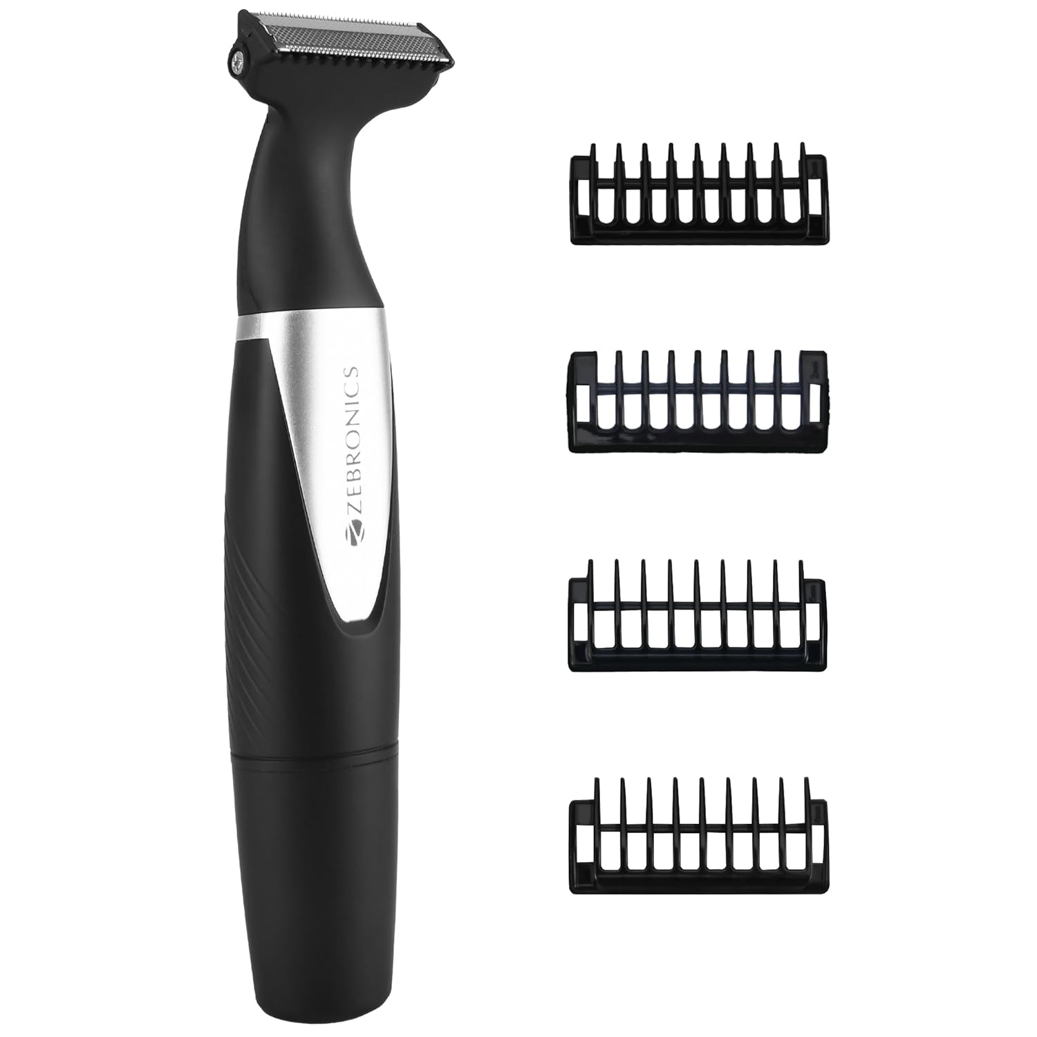Zebronics Shaver S Lite Beard Trimmer, Corded & Cordless Use, Upto 90min Runtime, Stainless Steel Blades, 4 Guide Combs, IPX5 Washable, Type-C Fast Charging, LED Indicator, Skin Friendly (Black)
