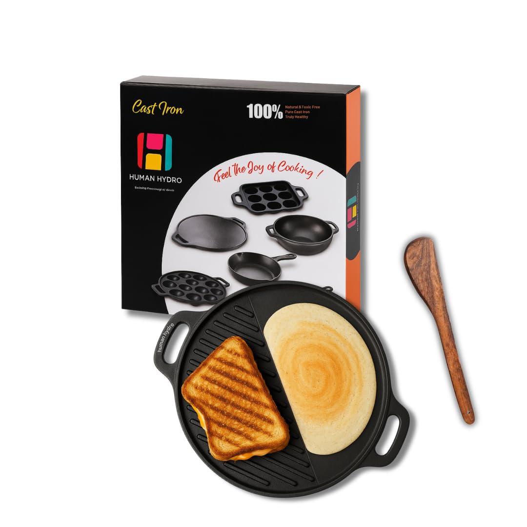 Human Hydro Himalayan Stone Grill Tawa (30CM, 2-in-1...