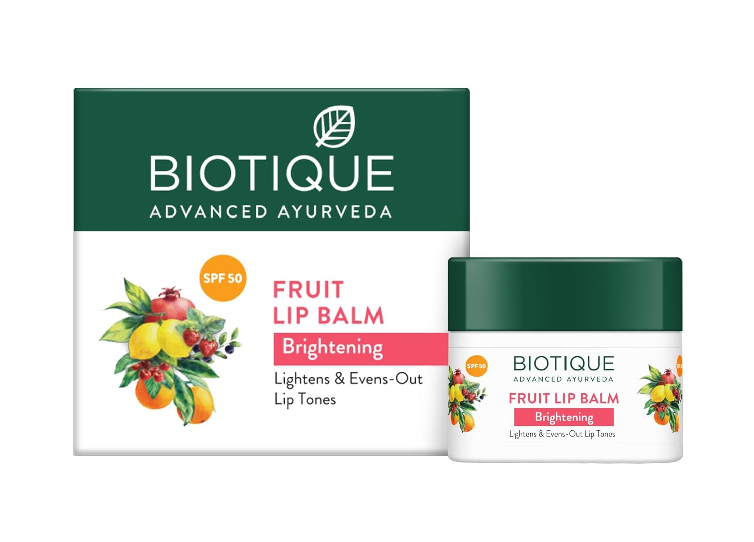 Biotique Fruit Whitening / Brightening Lip Balm SPF 50 | Hydrated and Nourishing Lips | Visibly Lighter Lips | Evens Out Lip Tone | De-pigmentation Balm |100% Botanical Extracts| All Skin Types | 10gm