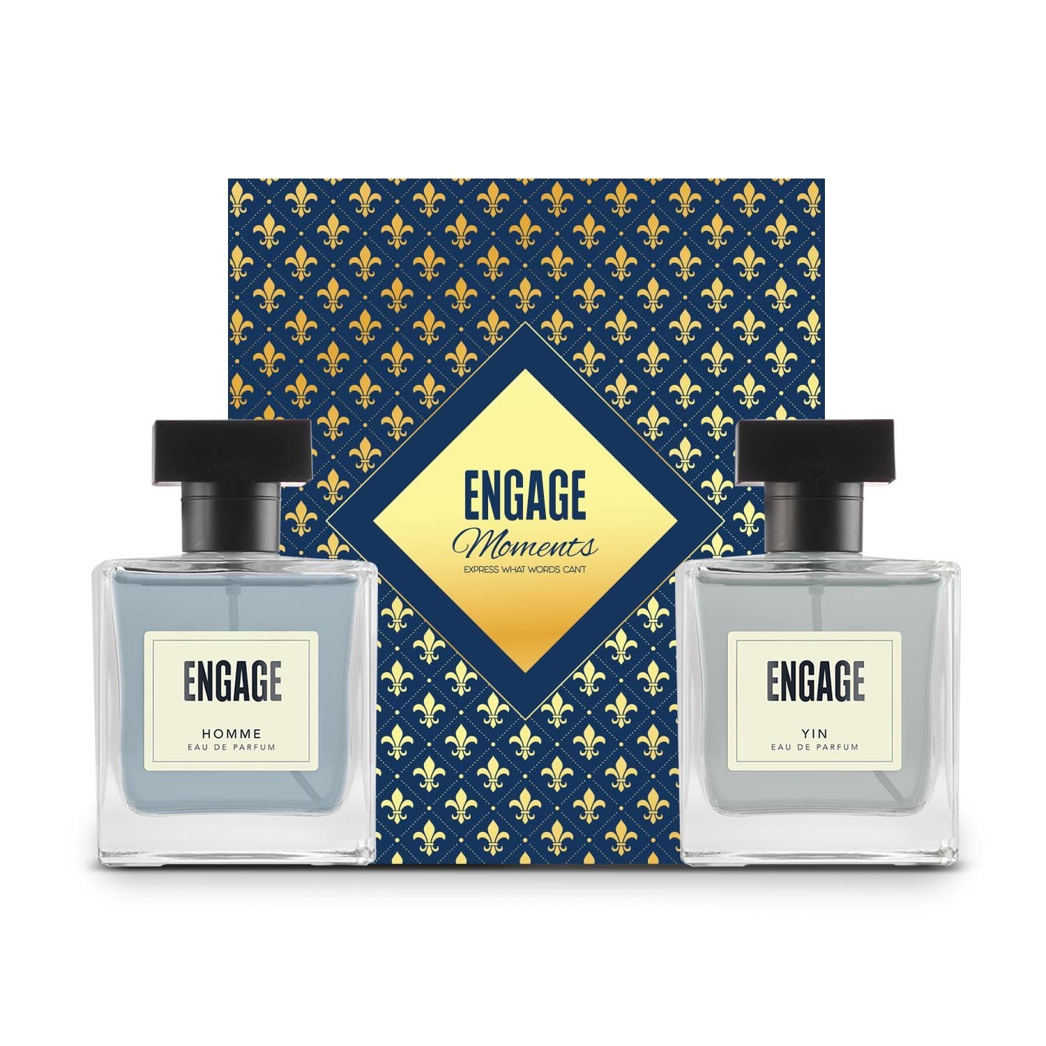 Engage Gift Set - Moments Luxury Perfume Gifts for Men, Homme & Yin 200ml, Long Lasting Smell, Mens Perfume, Pack of 2, Men Gift Set, Best Birthday, Anniversary Gift Hamper by ITC, Eau De Parfum for Man