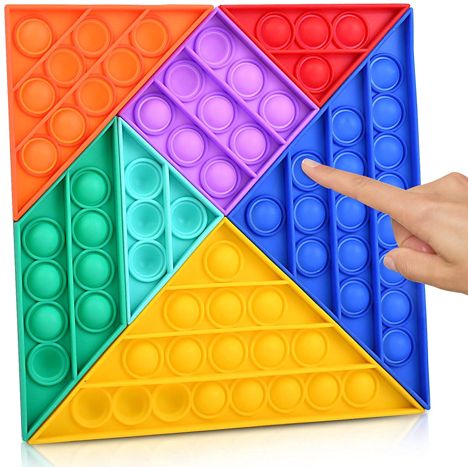 LIVYU LIFE Push Pop Bubble Fidget Sensory Toy, 7 PCS Colorful Silicone Tangram Puzzles, A Decompression Toy that Relieves Stress or Relaxes Tension, Suitable for Children (Tangram for Boys)