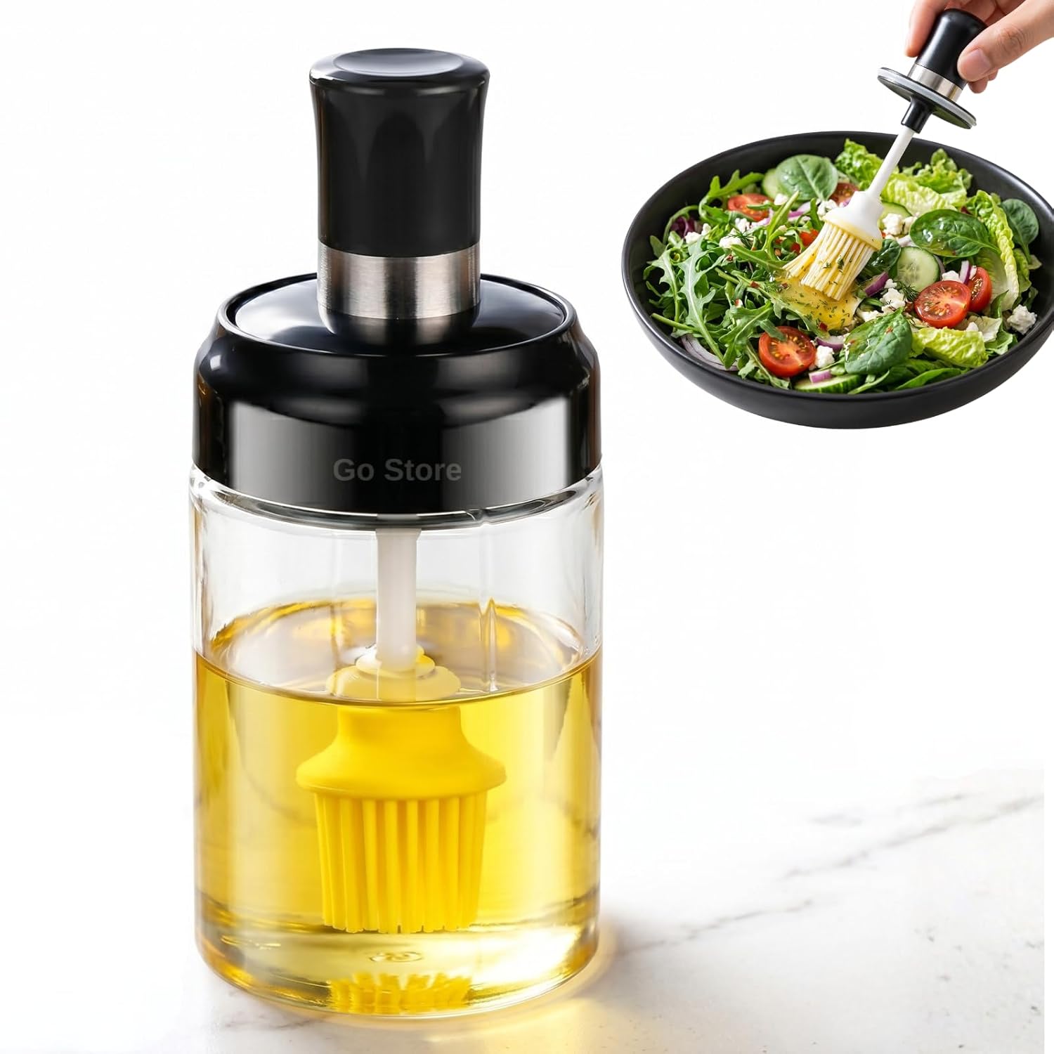 GO STORE Glass Oil Dispenser With Basting Brush, Oil...