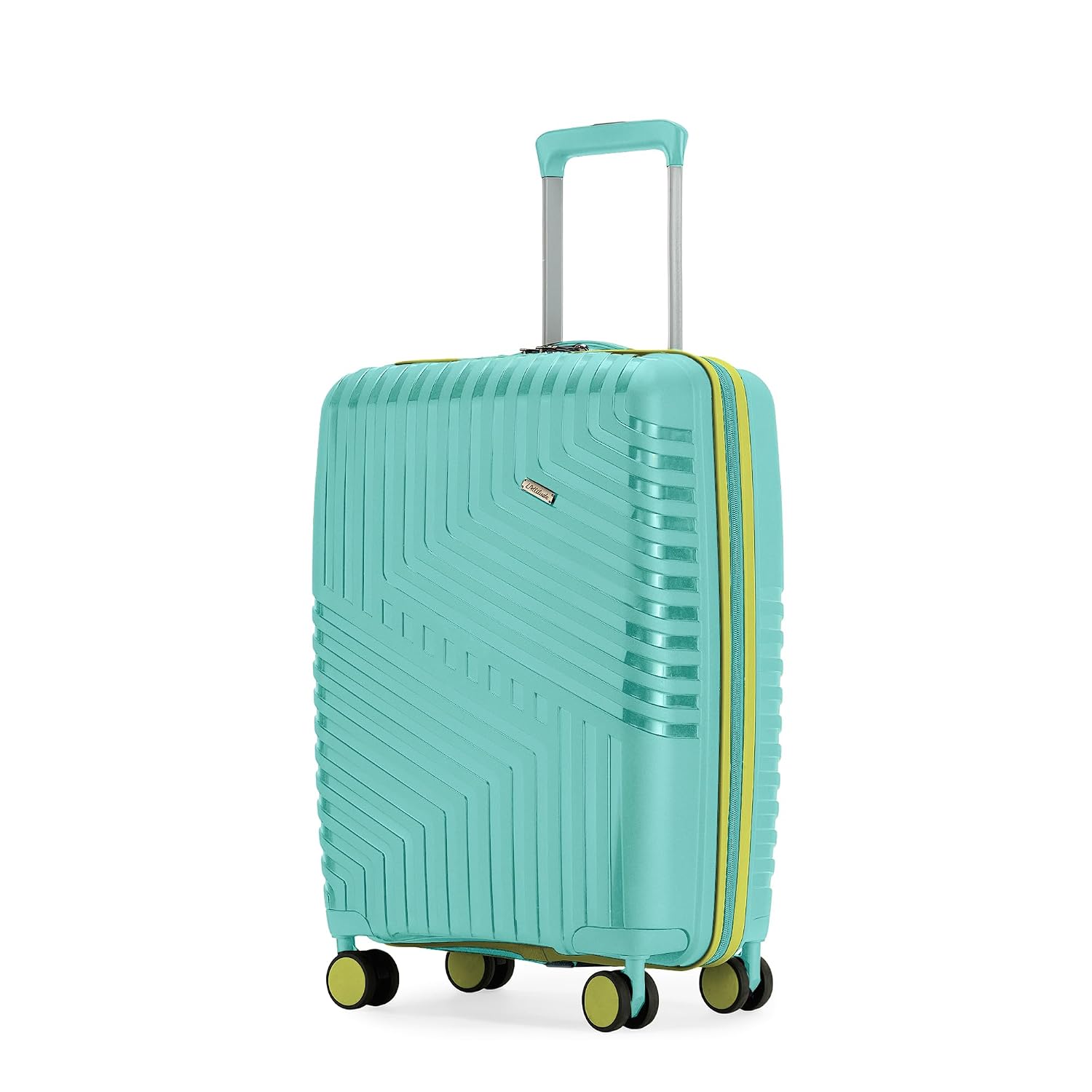 Core Cabin Suitcase 55 cm 20 inch Polypropylene Hard Trolley Bag, 8 Spinner Wheels, Recessed Number Lock, Lightweight Carry-On Luggage for Men & Women Aegean Blue/Meadow Yellow