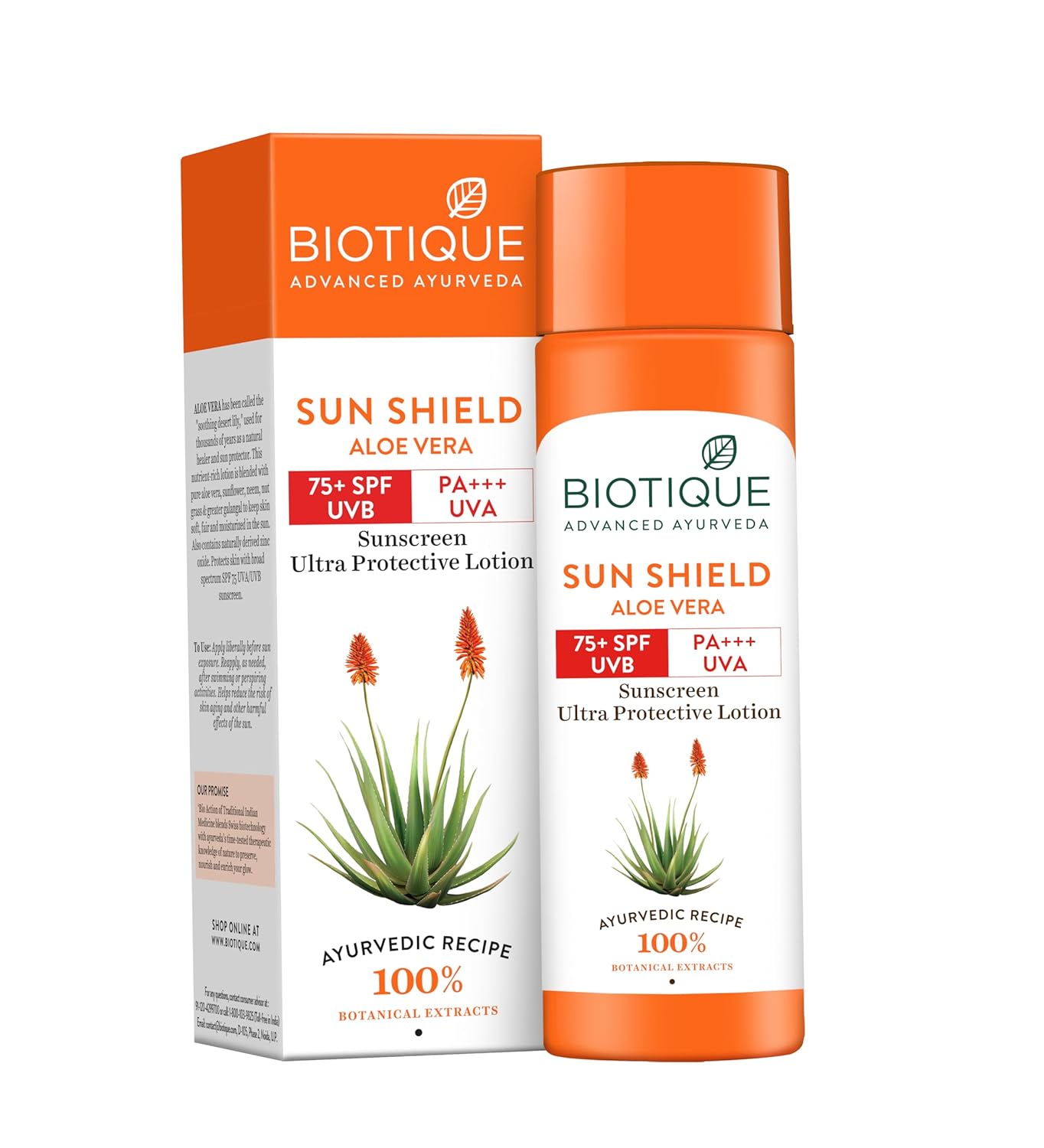 Biotique Sun Shield Aloe Vera 30+ Spf Sunscreen Ultra Soothing Lotion For Normal Skin, 100Ml, Pack Of 1