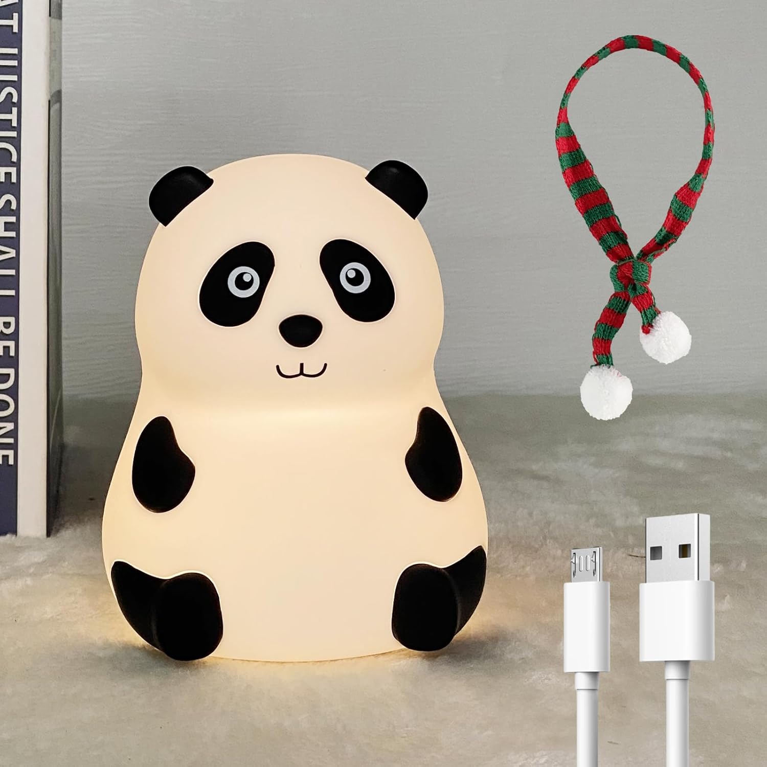 MILONI USA Cute Panda Night Light, Led Squishy Animal Lamp, Dimmable Nightlight for Room Decor