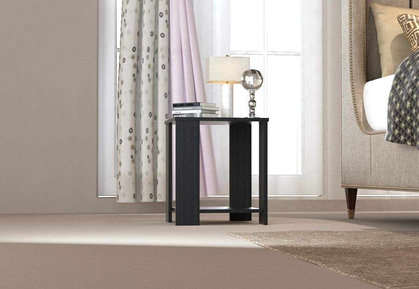 MAMTA DECORATION MDF Wood Bedside End Table for Bedroom Living Room Wooden Nightstand Sofa Side Table with Storage Shelf (Wenge Finish), Design 7, Standard (MD-BEDSIDE-04-N)