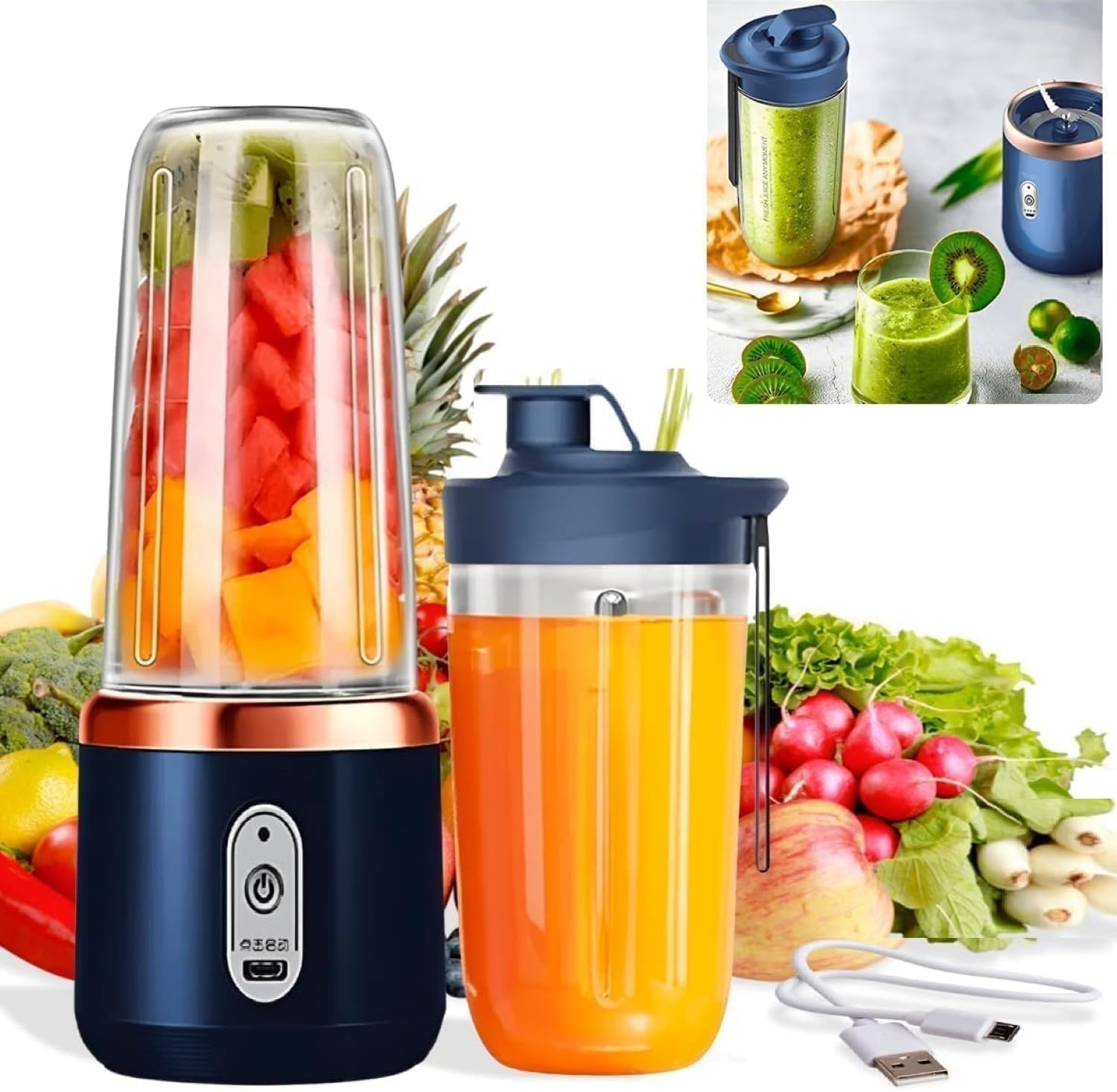 6 Blade Usb Juicer Bottle-Portable Usb Juicer Electric Usb Juice Maker Mixer Bottle Blender Grinder Mixer,6 Blades Rechargeable Bottle, Shake Fruit & Vegetable, Juice Blenders,Grinders