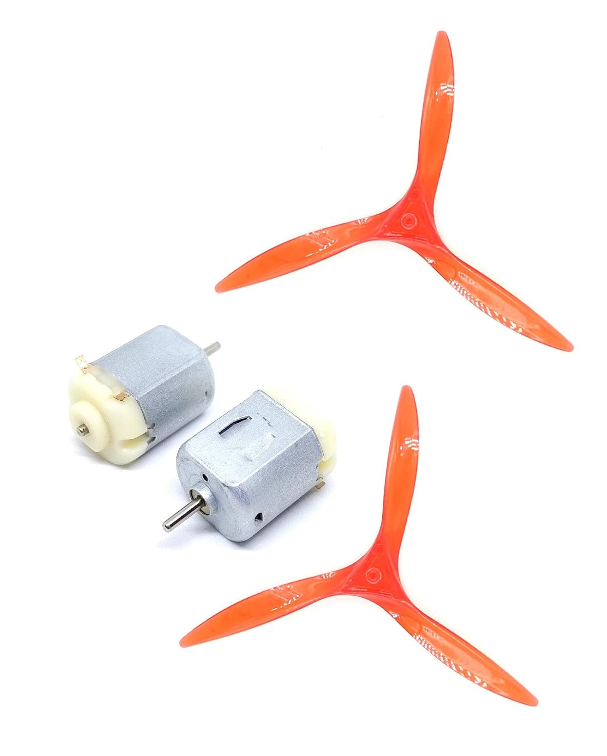 INVENTO 2Pcs 3V - 6V DC Toy Hobby DC Motor 20x15x25mm + 5 inch 3 Blade Fan Propeller Prop fit for 2mm Shaft DC Motor Hobby DIY Science Projects
