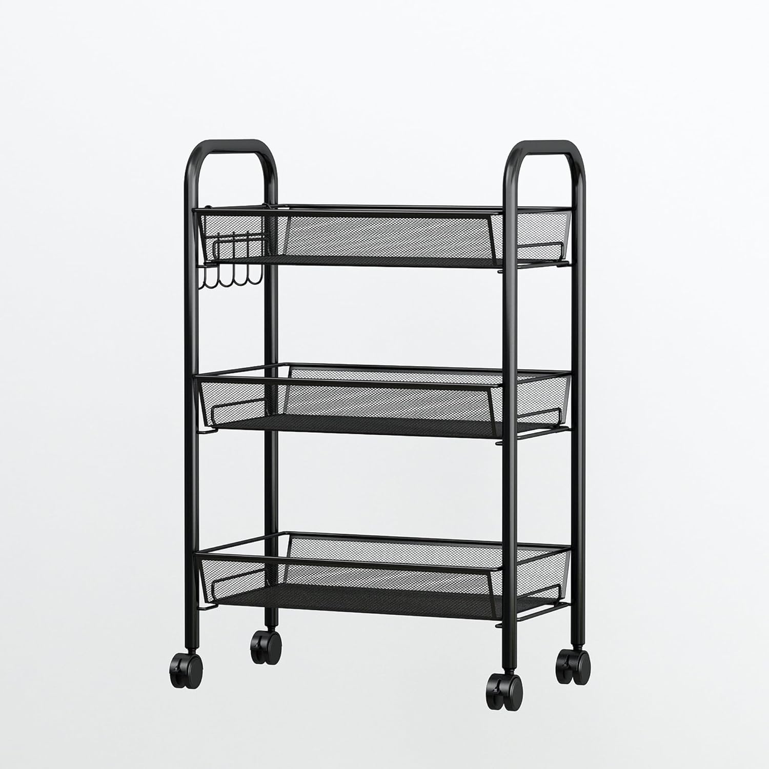 Sulfar 3 Layer Multi Purpose Stainless Steel Rotating Kitchen Trolley Space-Saving Fruits Vegetables Storage Rack Organizer (White)