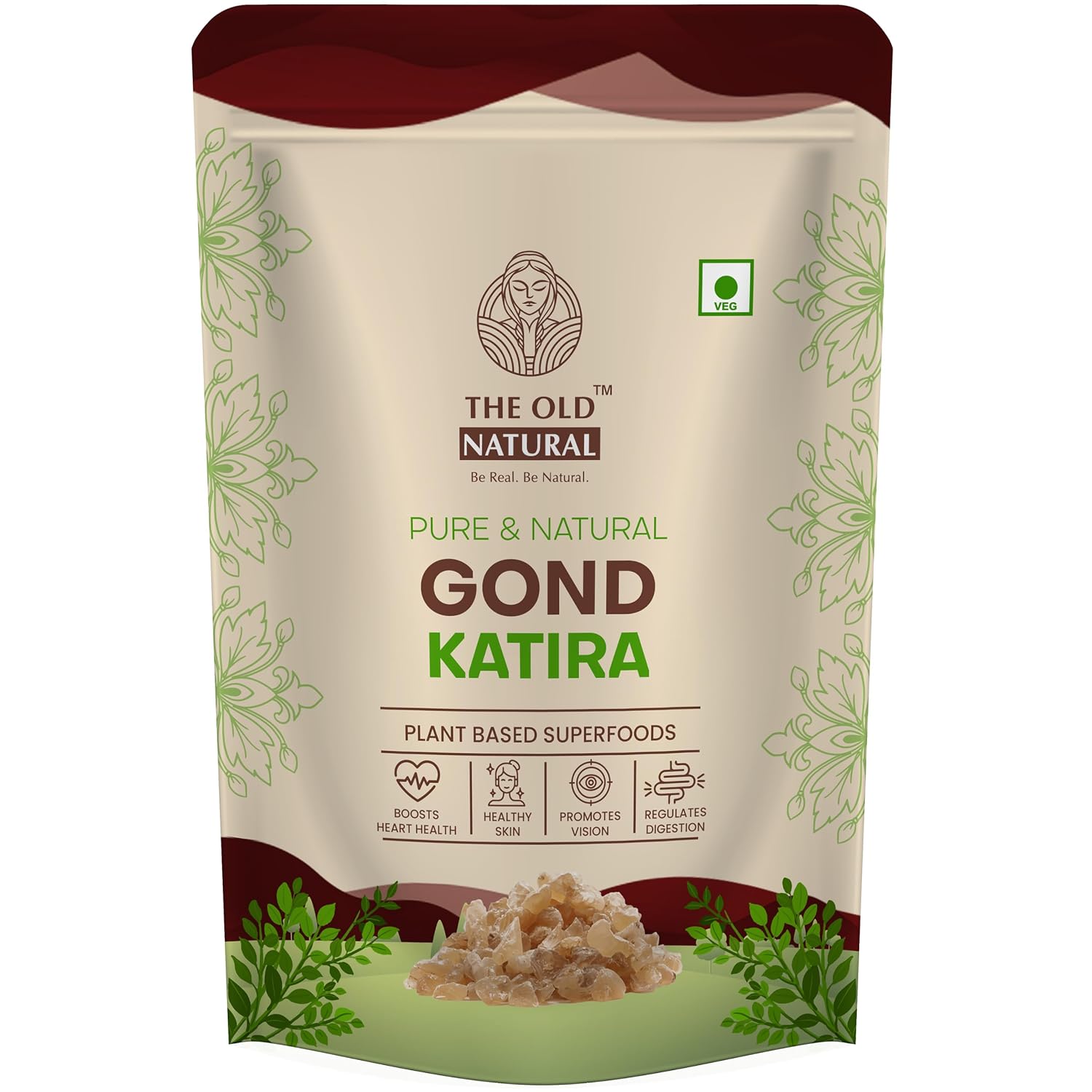 The Old Natural Gond Katira (Tragacanth Gum) – 100% Natural Plant-Based Edible Gum | Cooling Superfood for Summer Drinks | Supports Digestion & Hydration | 200g