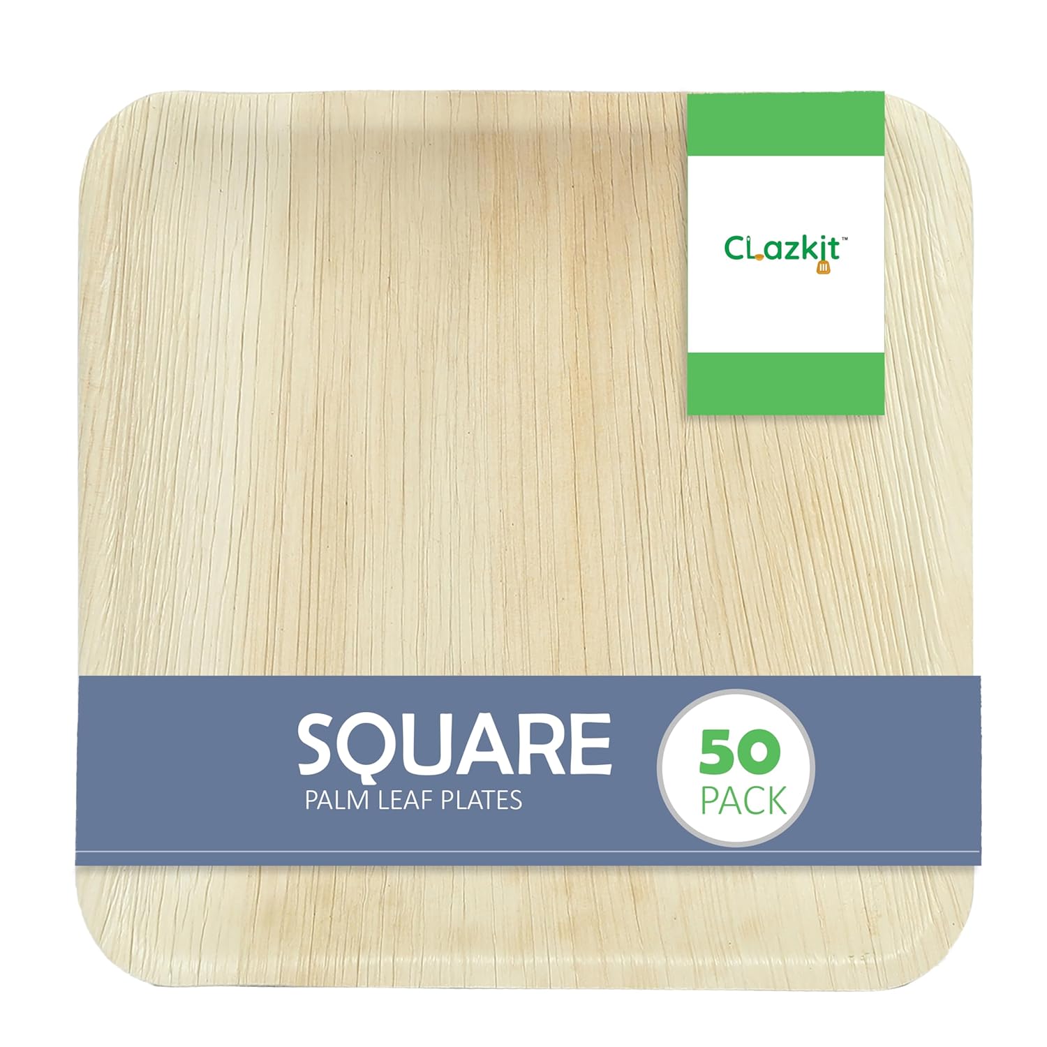 Clazkit 50 Pack Areca Square Palm Leaf Plates| Like Wooden Bamboo | Eco Friendly, Biodegradable, Use and Throw Small Dona | for Serving Pasta, Soup & Snacks | Birthday, Wedding & Party (6" X 6")