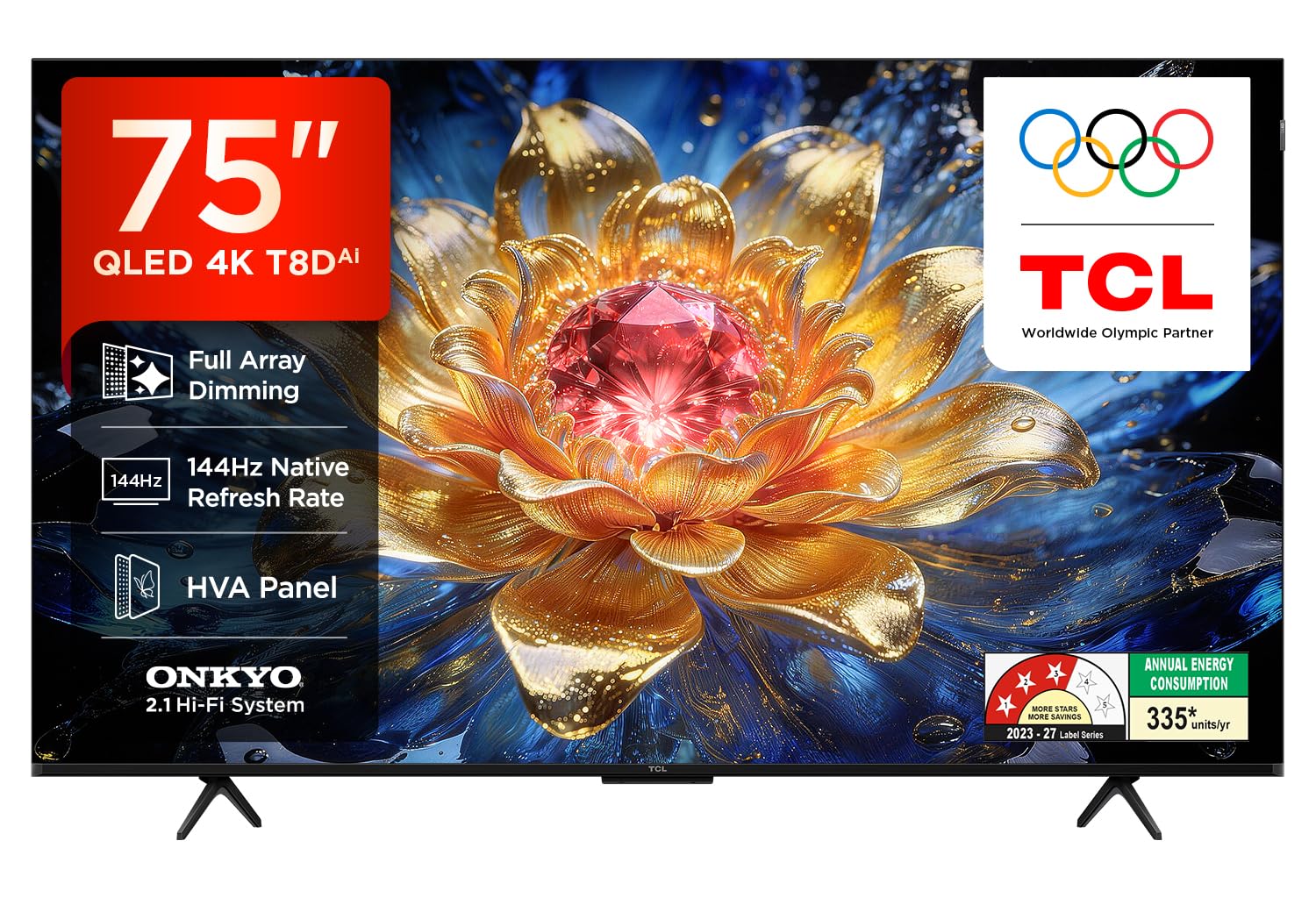 TCL 189 cm (75 inches) 4K UHD Smart QLED Google TV 75T8D ,990