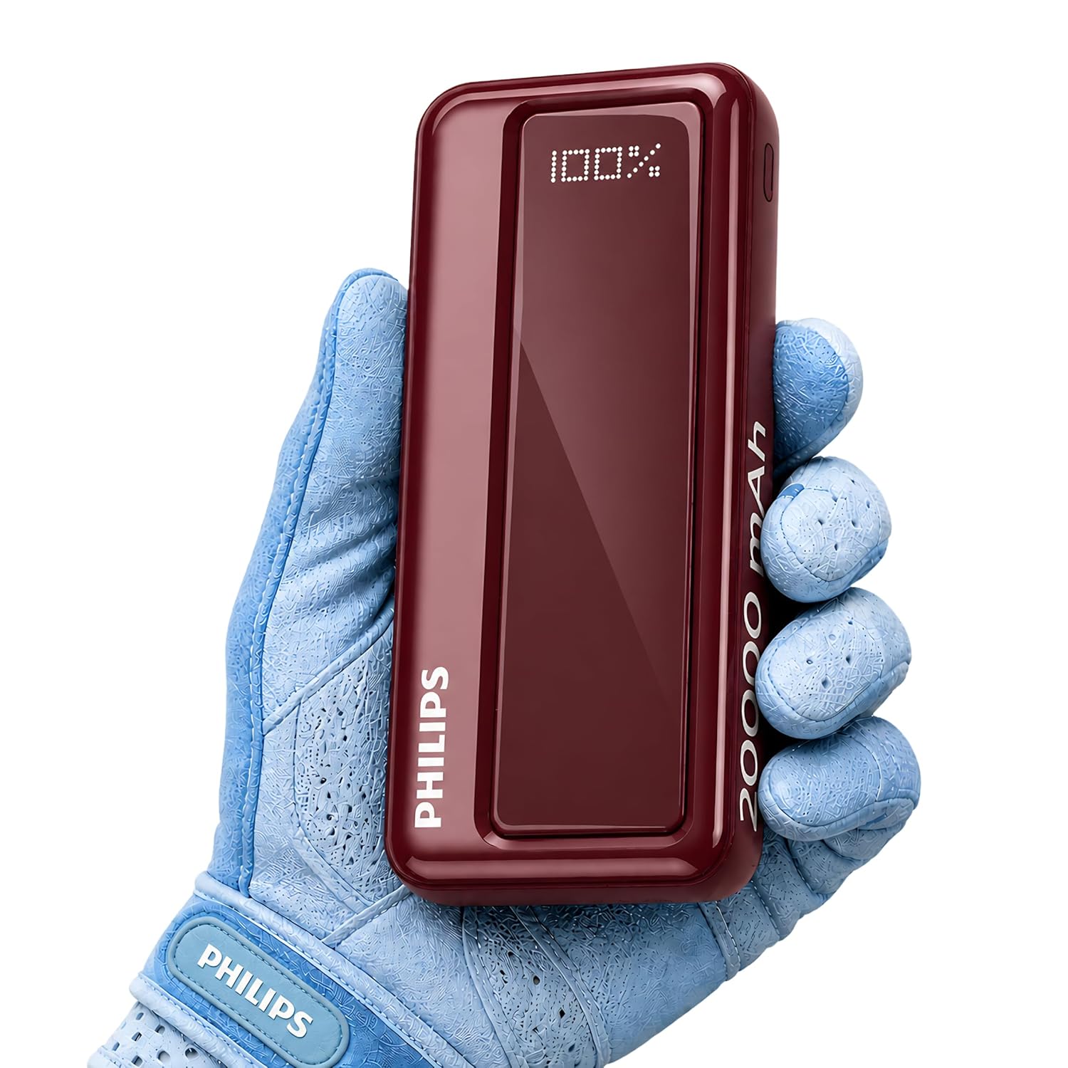 Philips 20000mAh 22.5W Fast Charging Power Bank (Iron Red) with Digital LED Display | Type-C & USB-A Input/Output | 3 Output Ports | Lithium Polymer | Portable for Mobile, Tablet & Earbuds