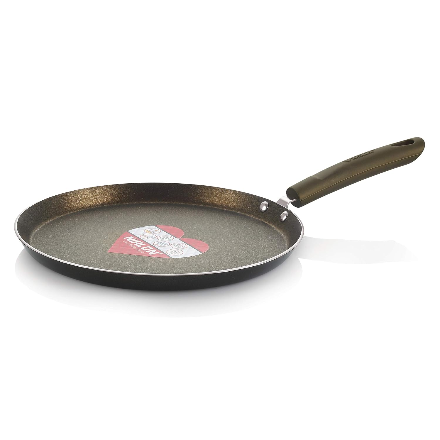 Nirlon Aluminium Non Stick Dishwasher Safe Non Induction Gold Rush Flat Tawa