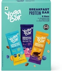 Yogabar Breakfast Bars Variety Pack | Daily Protein Bar | High Energy & Nutrition Bars | High Protein and Fibre | Pack of 6 Protein Bar x 45g | No Preservatives