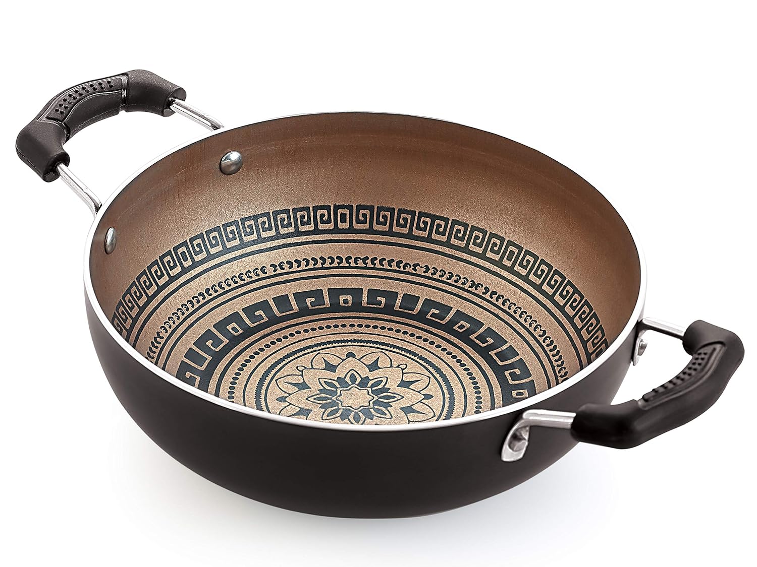 Nirlon Mandala Aluminum Non Stick Deep Deep Kadhai with Soft Touch Handle 22cm/2.25 Liter(Gas Stove Compatible)