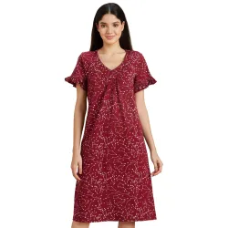 Amazon Brand - Symbol Women Cotton Knee Length Regular Fit Nighty | Night Dress (Available in Plus Sizes)