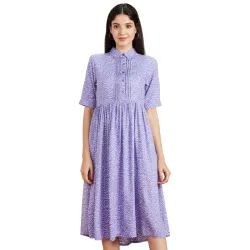 Amazon Brand - Symbol Women Rayon Fit and Flare One Piece Midi Length Dress (Available in Plus Sizes)