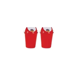 ARISTO Swing Lid Garbage Waste Dustbin with Metal Side Handle 80 ltr RED/RED PACK OF 2