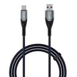 boAt Type A to C 65W Fast Charging Cable with 480 Mbps Data Transfer, 3.9 ft (1.2 m) Length | Tangle-Free Cable in Premium Nylon Braided Design (Electric Blue)