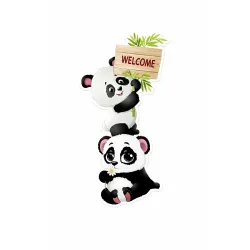 Cute Panda Family PVC Vinyl , Wall Sticker for Home Decor - Ideal for Living Room, Bedroom, Hall, Kids Room, Play Room (Size -58 cm x 58 cm) (Cute Cartoon Panda)