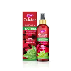 Dabur Gulabari Rose Oil & Tea Tree Face Toner Mist & Rosewater with Salicylic Acid - 100ml | Treats breakouts, blackheads, and whiteheads | Tightens and Refines Pores | Alcohol free
