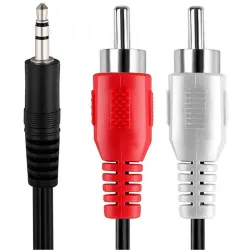 FEDUS 3.5mm Jack Stereo Audio to 2 RCA Cable - AV Video TV-Out Speaker Amplifier Connect TRS 3-Pole Plug to Dual RCA - 1.5M