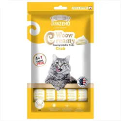 Grain Zero Creamy Lickable Cat Treats 375g (5 x 75g) | Crab | Rich in Protein, Promotes Hydration | No Artificial Preservatives | Best for Training & Bonding | for Kitten & Adult (Pack of 5)