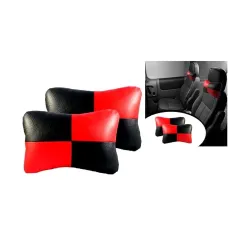 Car Sqaure RED Black Faux Leather Neck Rest for Hyundai Grand i10 Nios