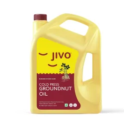 Jivo Groundnut Oil 5 Litre | Cold Pressed, Unrefined Peanut Oil for Cooking | Vitamin A & D Fortified, Chemical-Free Ground Nut Oil