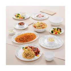 Larah By Borosil Moon Riva Dinner Set - 21 Pcs, Opal Glass Dinner Plates & Bowls Crockery Set for Dinning, White